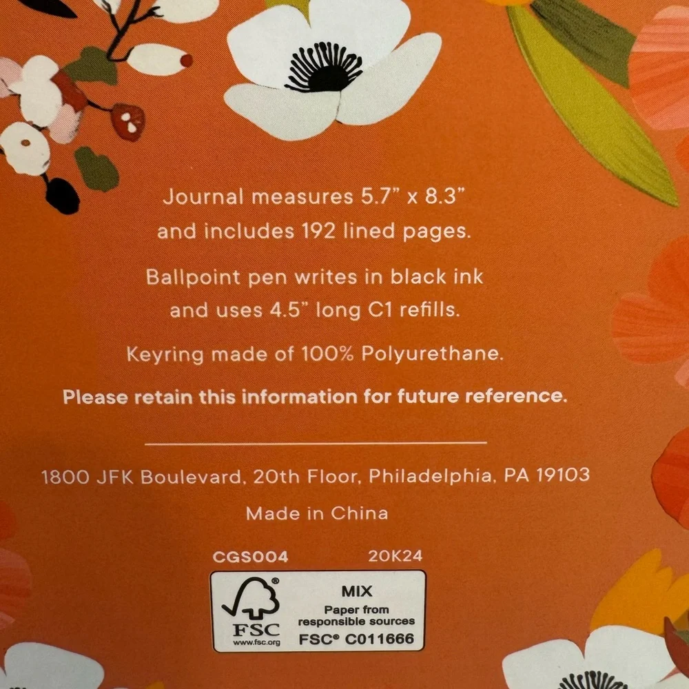 Curated Goods Floral Stationery Set with Pen and Keyring